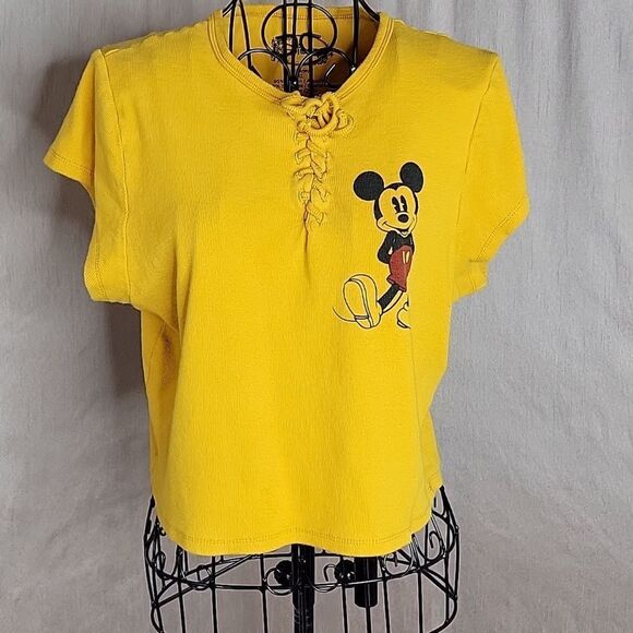DISNEY Gold Mickey‎ Mouse Cropped Top XL - Picture 1 of 6